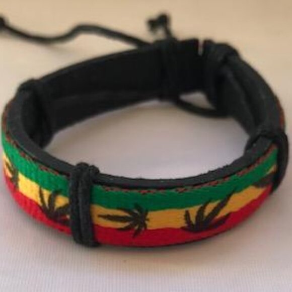 Jamaican Hi Life Braided Leather Handmade Bracelet Adjustable Wristband - Picture 1 of 2